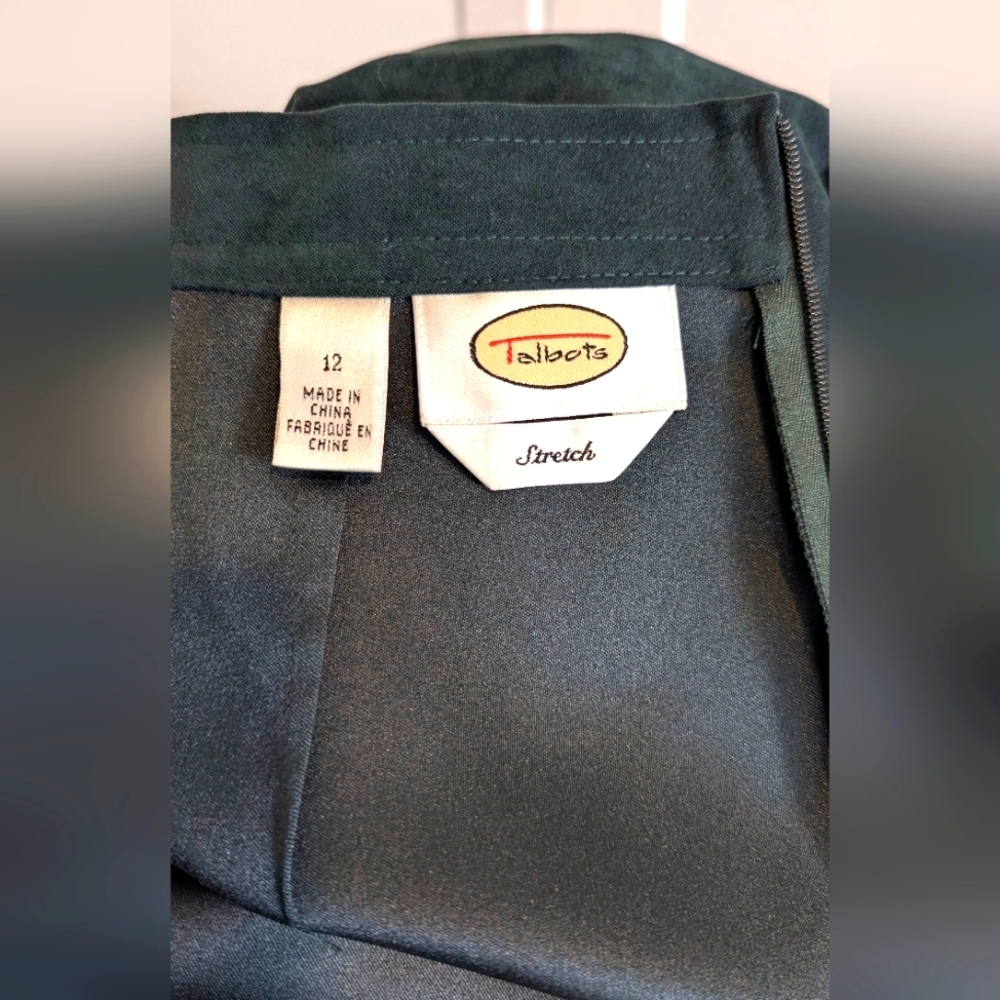 Vintage Talbot's skirt set merino wool sweater jacket faux suede green skirt Lrg - Picture 10 of 12